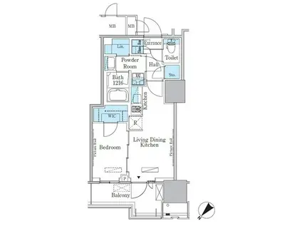 HARUMI FLAG PORT VILLAGE B棟(1LDK/2階)の間取り写真