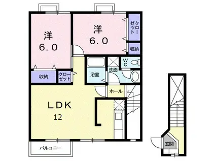 PRINCECOURTA(2LDK/2階)の間取り写真