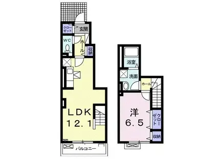 ショコラI(1LDK/1階)の間取り写真