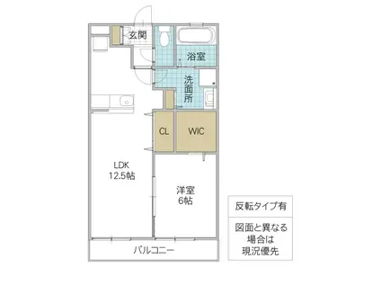 モダンスペース千波湖(1LDK/1階)の間取り写真