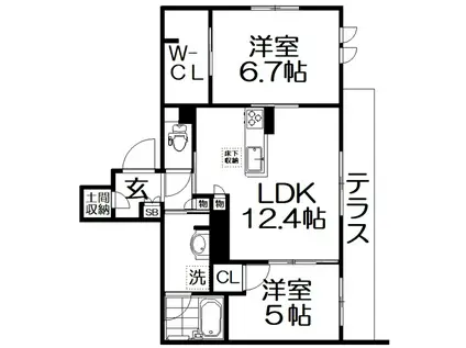 シャーメゾンIMPUL(2LDK/1階)の間取り写真