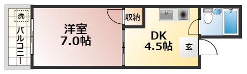 カーサメントJアベニュー(1DK/5階)の間取り写真