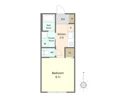 マリブムーン梅屋敷(1K/1階)の間取り写真