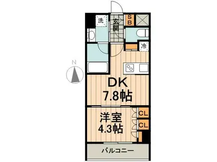 パークハビオ飯田橋(1DK/4階)の間取り写真