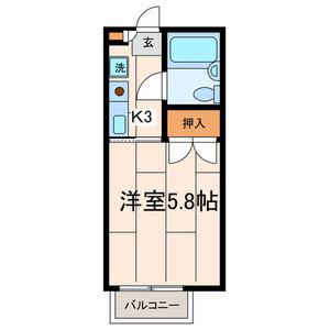 パークヒルズ(1K/2階)の間取り写真