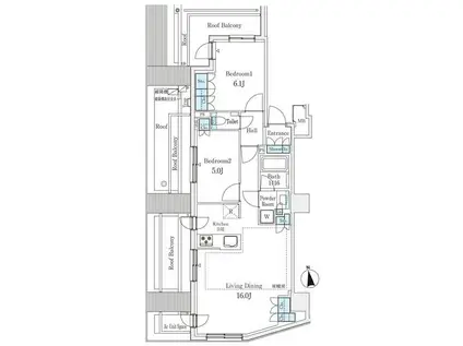 オープンレジデンシア品川中延ステーションフロントオープンレジデンシア(2LDK/6階)の間取り写真