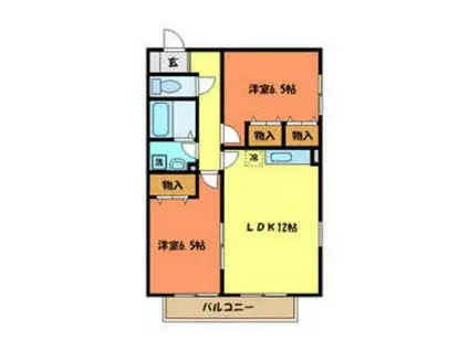 アーバンハイムB(2LDK/1階)の間取り写真