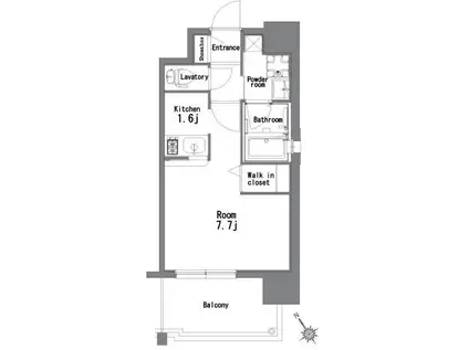 エンクレスト祇園II(1K/6階)の間取り写真