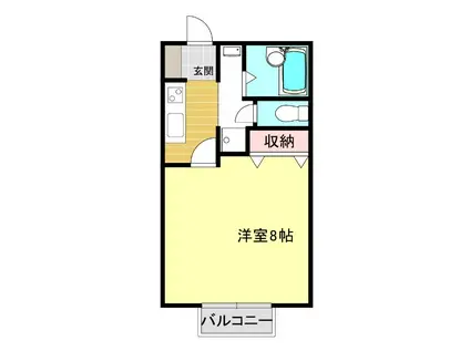 三楽徳多コーポ(ワンルーム/2階)の間取り写真