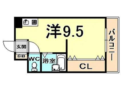 ゴールドビレッジ(ワンルーム/4階)の間取り写真