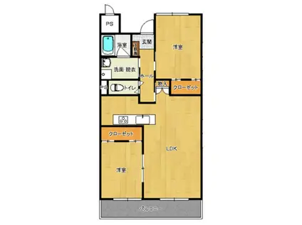 プールヴー(2LDK/2階)の間取り写真