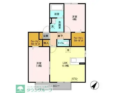 ヴィクトワール・コート(2LDK/2階)の間取り写真