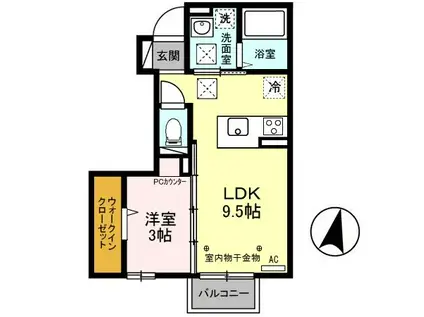 PAYSAZE・S(1LDK/1階)の間取り写真