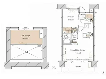 ブランシエスタ新丸子リバーフロ(1LDK/15階)の間取り写真