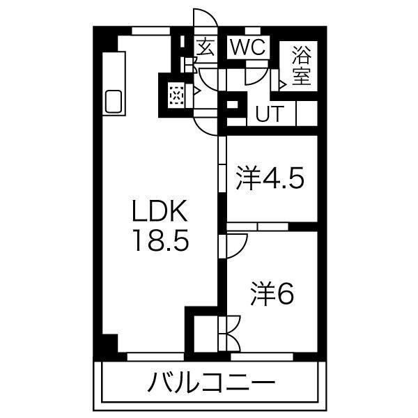 プリミエール平和ヶ丘(2LDK/6階)の間取り写真
