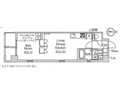 アールスタイル文京小石川(ワンルーム/4階)の間取り写真