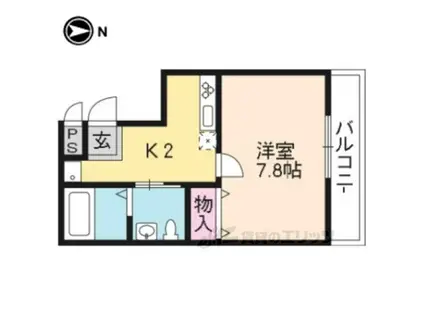 ASフラッティ紫竹(1K/2階)の間取り写真