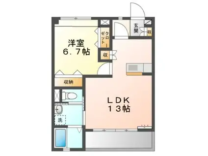 ラフィネ和合A(1LDK/2階)の間取り写真