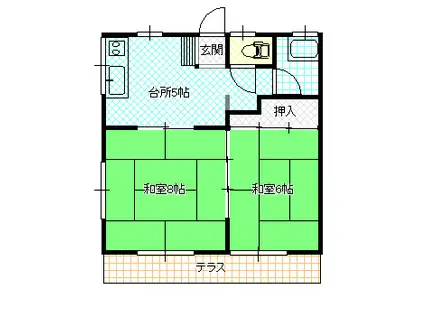 ハイム笠松(2K/1階)の間取り写真