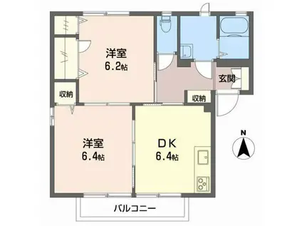 メゾン ドゥ ジュワ エスト(2DK/1階)の間取り写真