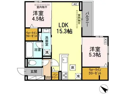 D CREST 北安東4丁目(2LDK/1階)の間取り写真