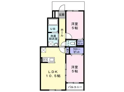 OTネクスト雷神III(2LDK/1階)の間取り写真