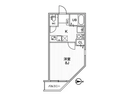 TS CUORE梅ヶ丘(1K/1階)の間取り写真