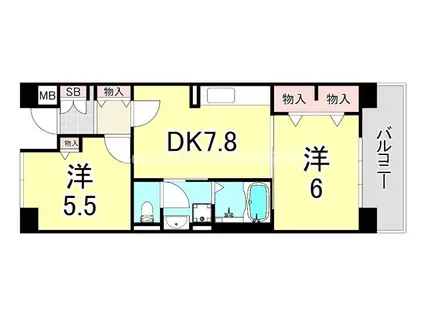 URルゼフィール金楽寺町 1号棟(2DK/2階)の間取り写真