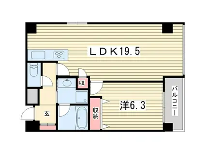 クオン四条柏屋町(1LDK/7階)の間取り写真