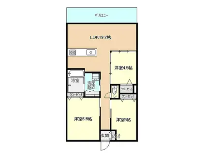 アルファステイツ北谷ヒルズ(3LDK/4階)の間取り写真