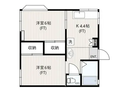 しらとり台コーポ A(2K/1階)の間取り写真