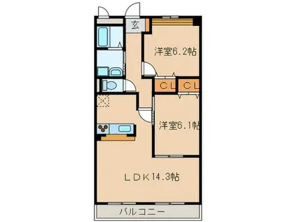 TROLL LIEBE(2LDK/1階)の間取り写真