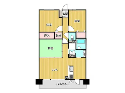 サーパス鶴形公園(3LDK/2階)の間取り写真