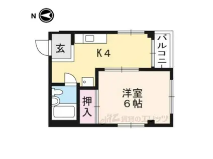サニーヴィラ洛北(1K/4階)の間取り写真