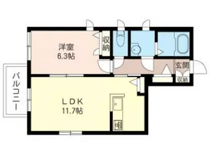 カーサバックス(1LDK/2階)の間取り写真