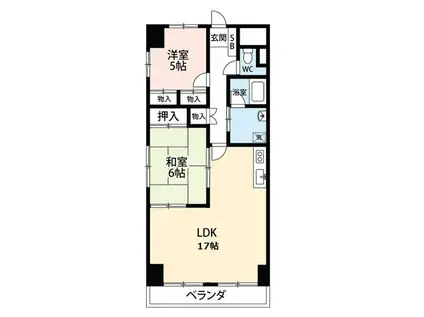マンション一古(2LDK/9階)の間取り写真