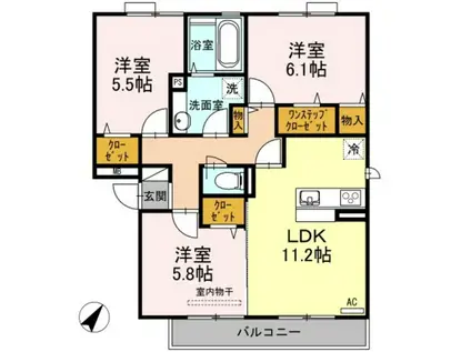 ハイアーク B(3LDK/2階)の間取り写真