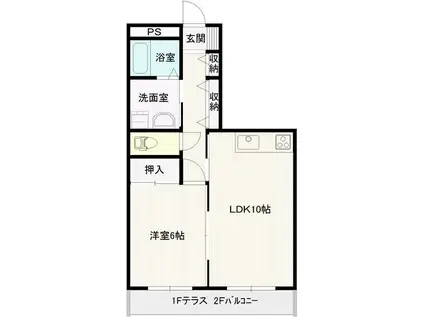 フレグランス(1LDK/2階)の間取り写真