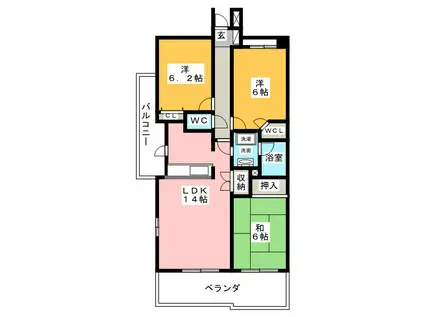 ベルクリア(3LDK/5階)の間取り写真