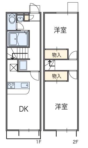 レオパレスラダックB(2DK/1階)の間取り写真
