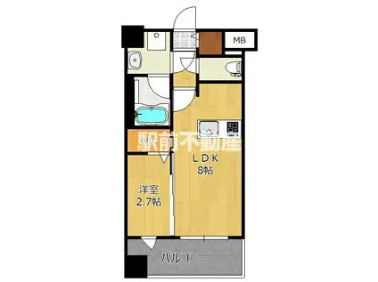 グランフォーレ千早マークスクエアウエスト(1LDK/9階)の間取り写真