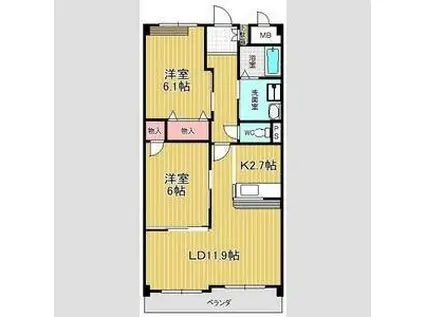 プレステージII(2LDK/3階)の間取り写真