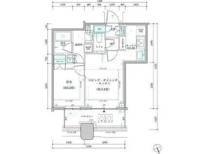 パークタワー勝どきサウス(1LDK/3階)の間取り写真