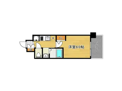 エステムコート難波ウエストサイドIXレデント(1K/2階)の間取り写真