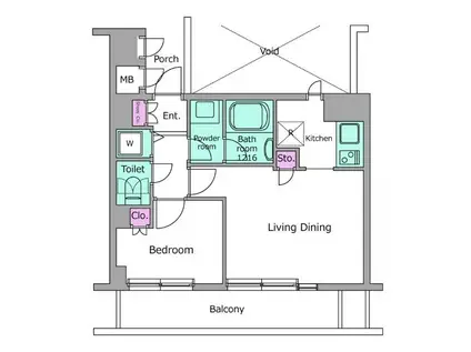 レジディア文京音羽(1LDK/5階)の間取り写真