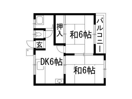 茶谷マンション(2DK/3階)の間取り写真
