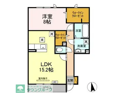 ユグドラシル(1LDK/1階)の間取り写真