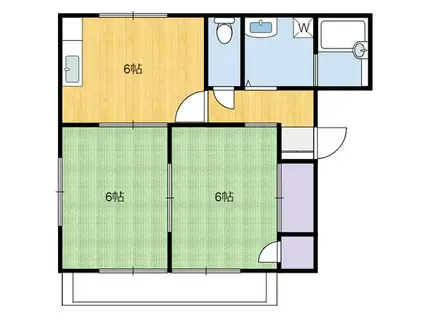 アミ・ラポール B棟(2DK/1階)の間取り写真