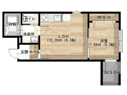 LA CREALKI(1LDK/2階)の間取り写真