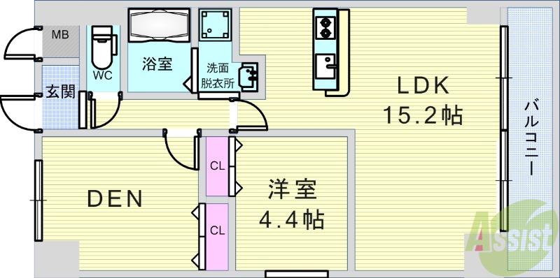 GROOVE豊中レジデンス(1SLDK/4階)の間取り写真